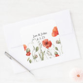 Waterverf papaver rode wilde bloemen vierkante sticker (Envelop)