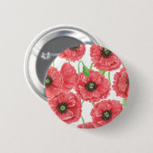 Waterverf papaver ronde button 5,7 cm (Voorkant /achterkant)