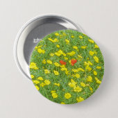 Waterverf papaver ronde button 7,6 cm (Voorkant /achterkant)