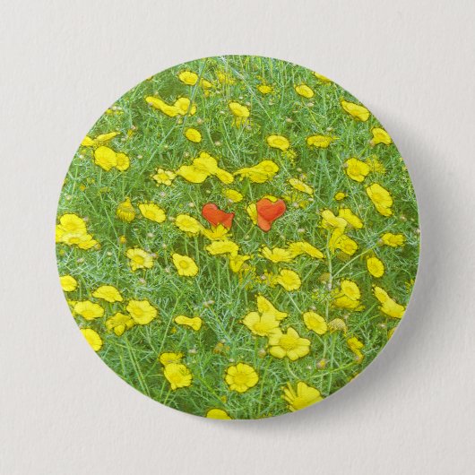 Waterverf papaver ronde button 7,6 cm (Voorkant)