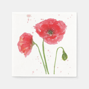 Waterverf papaver servet