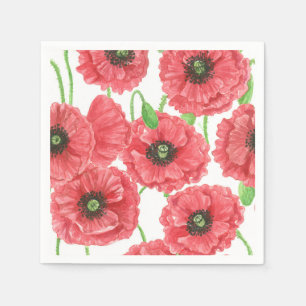 Waterverf papaver servet
