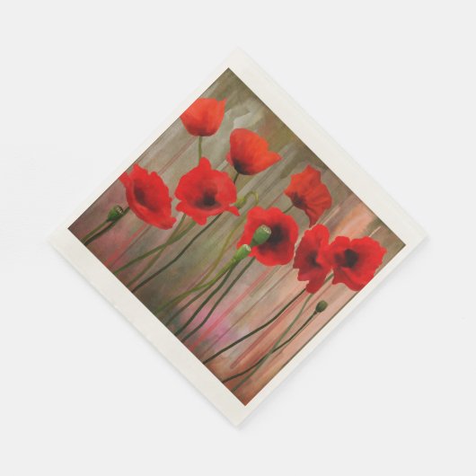 Waterverf papaver servetten (Hoek)