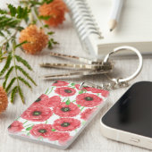 Waterverf papaver sleutelhanger (Voorkant Rechts)