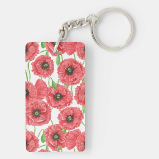 Waterverf papaver sleutelhanger (achterkant)