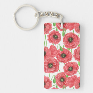 Waterverf papaver sleutelhanger