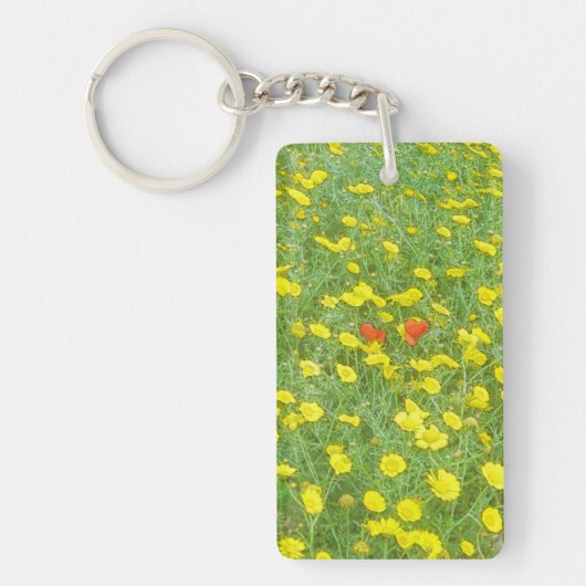 Waterverf papaver sleutelhanger (Voorkant)