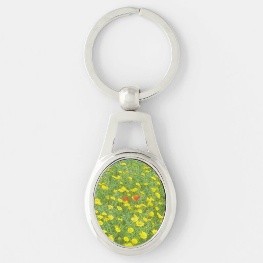 Waterverf papaver sleutelhanger (Voorkant)