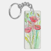 Waterverf papaver sleutelhanger (Voorkant Links)