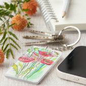 Waterverf papaver sleutelhanger (Voorkant Rechts)