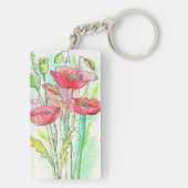 Waterverf papaver sleutelhanger (achterkant)