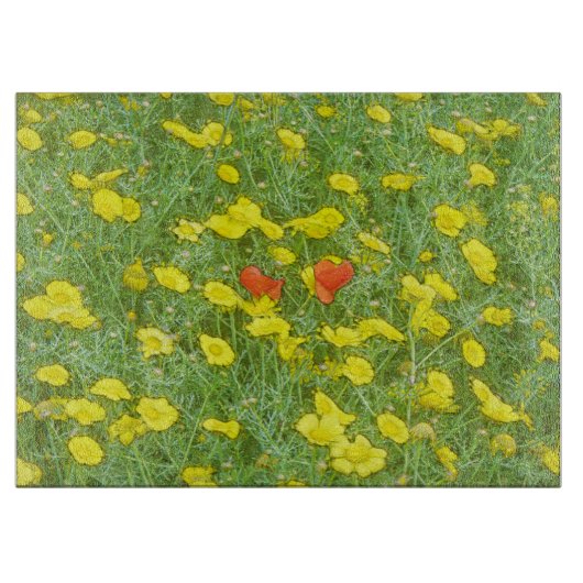 Waterverf papaver snijplank (Voorkant)