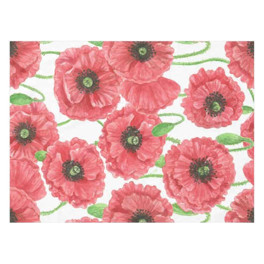 Waterverf papaver tafelkleed (Voorkant (Horizontaal))