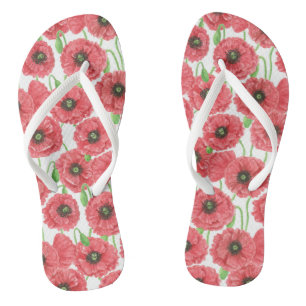 Waterverf papaver teenslippers