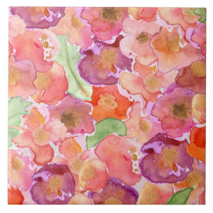 Waterverf papaver tegeltje