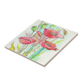 Waterverf papaver tegeltje (Zijkant)