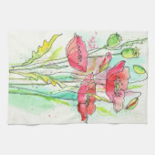 Waterverf papaver theedoek (Horizontaal)