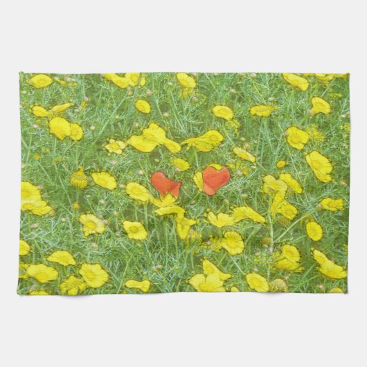 Waterverf papaver theedoek (Horizontaal)