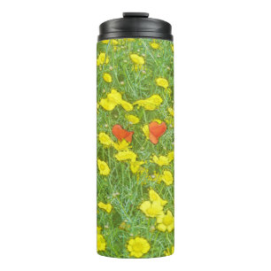 Waterverf papaver thermosbeker