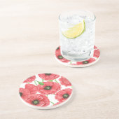 Waterverf papaver zandsteen onderzetter (Zijkant)