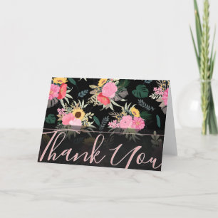 Waterverf Papaver & zonnebloemen Floral Black Desi Feestdagen Kaart