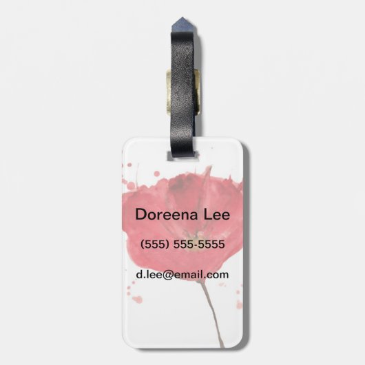 Waterverf papaverbloem 2 bagagelabel (Achterkant verticaal)