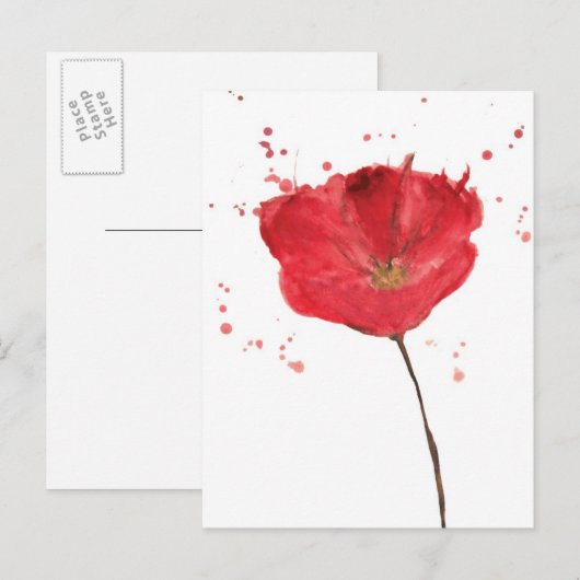 Waterverf papaverbloem 2 briefkaart (Voorkant / Achterkant)