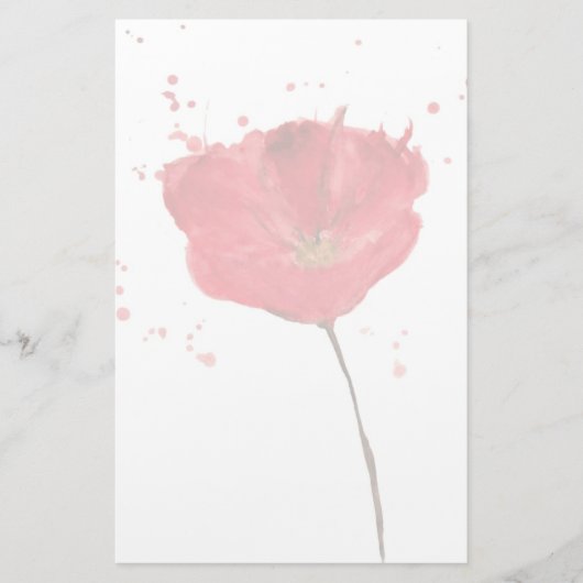 Waterverf papaverbloem 2 briefpapier (Voorkant)