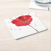 Waterverf papaverbloem 2 kartonnen onderzetters (Schuin)