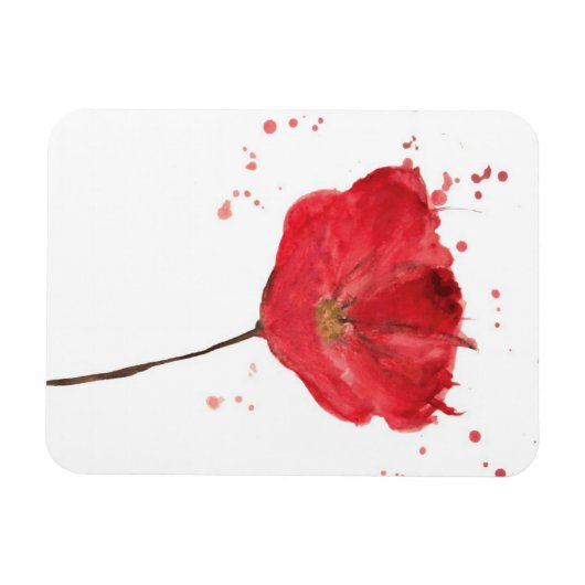 Waterverf papaverbloem 2 magneet (Horizontaal)