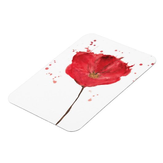 Waterverf papaverbloem 2 magneet (Linkerzijde)