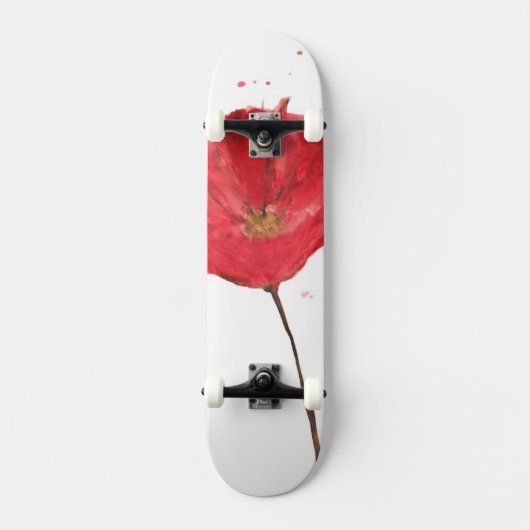 Waterverf papaverbloem 2 persoonlijk skateboard (Voorkant)