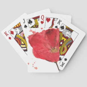 Waterverf papaverbloem 2 pokerkaarten