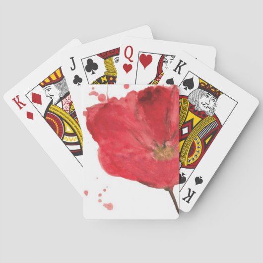Waterverf papaverbloem 2 pokerkaarten (Achterkant)