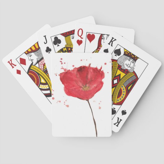 Waterverf papaverbloem 2 pokerkaarten (Achterkant)