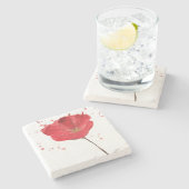 Waterverf papaverbloem 2 stenen onderzetter (Zijkant)