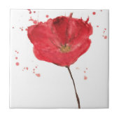 Waterverf papaverbloem 2 tegeltje (Voorkant)