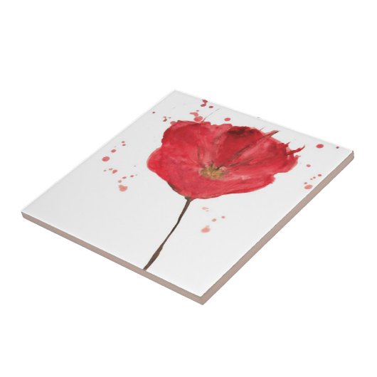 Waterverf papaverbloem 2 tegeltje (Zijkant)