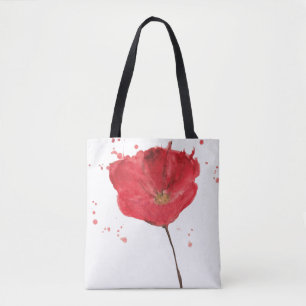 Waterverf papaverbloem 2 tote bag