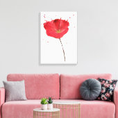 Waterverf papaverbloem, geslepen canvas afdruk (Insitu (Woonkamer))