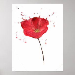 Waterverf papaverbloem, geslepen poster