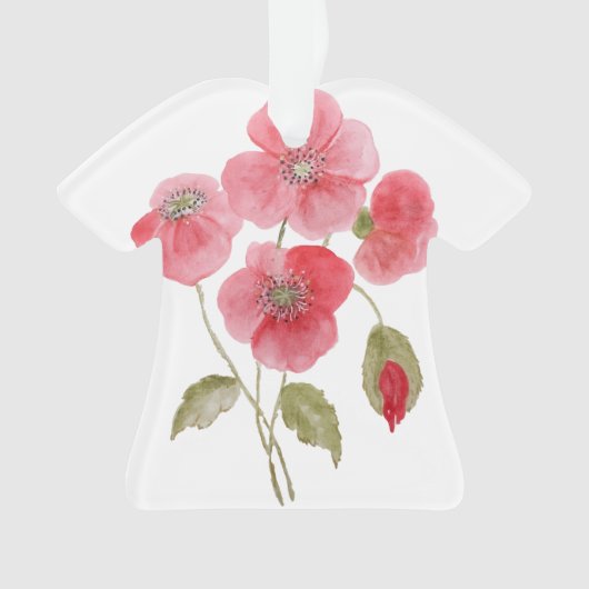 Waterverf papaverbloem ornament (voorkant)