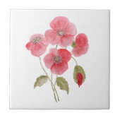 Waterverf papaverbloem tegeltje (Voorkant)