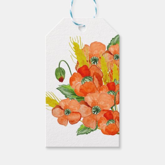 Waterverf papaverbloemen cadeaulabel (Voorkant)