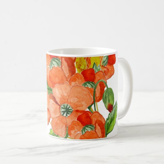 Waterverf papaverbloemen koffiemok (Voorkant rechts)