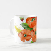 Waterverf papaverbloemen koffiemok (Voorkant links)