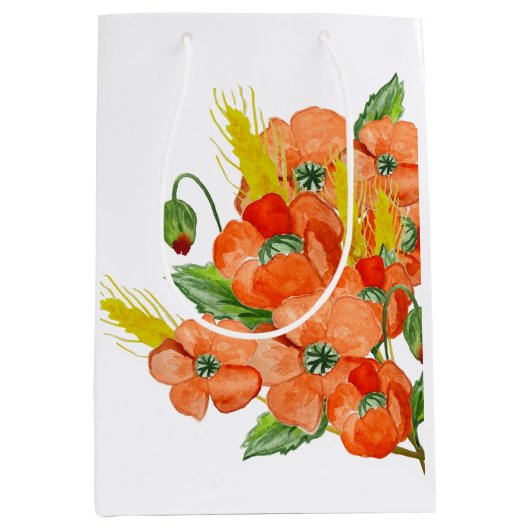 Waterverf papaverbloemen medium cadeauzakje (Voorkant)
