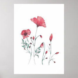 Waterverf papaverbloemen poster