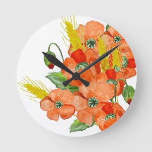 Waterverf papaverbloemen ronde klok