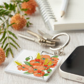 Waterverf papaverbloemen sleutelhanger (Voorkant Rechts)
